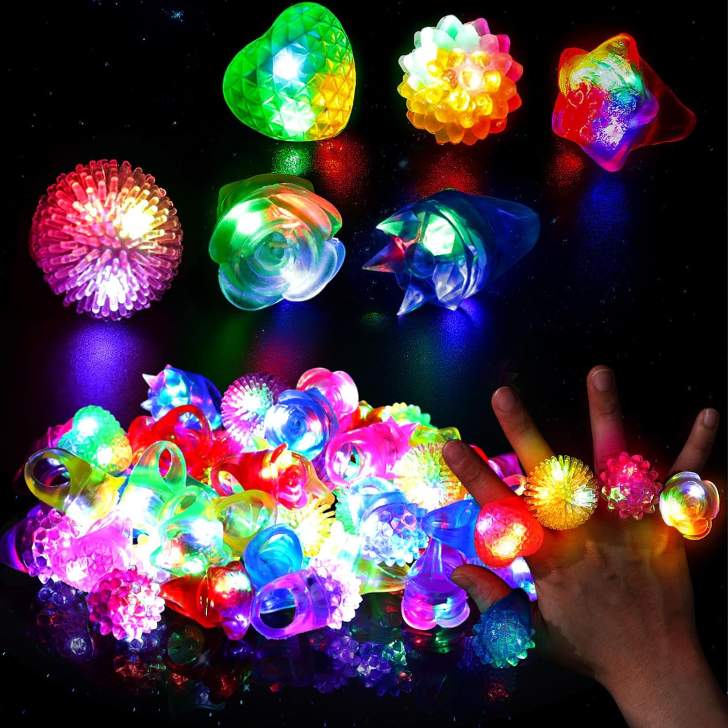 Led Ring Light 18 - 10 قطع من خواتم الجيلي المضيئة