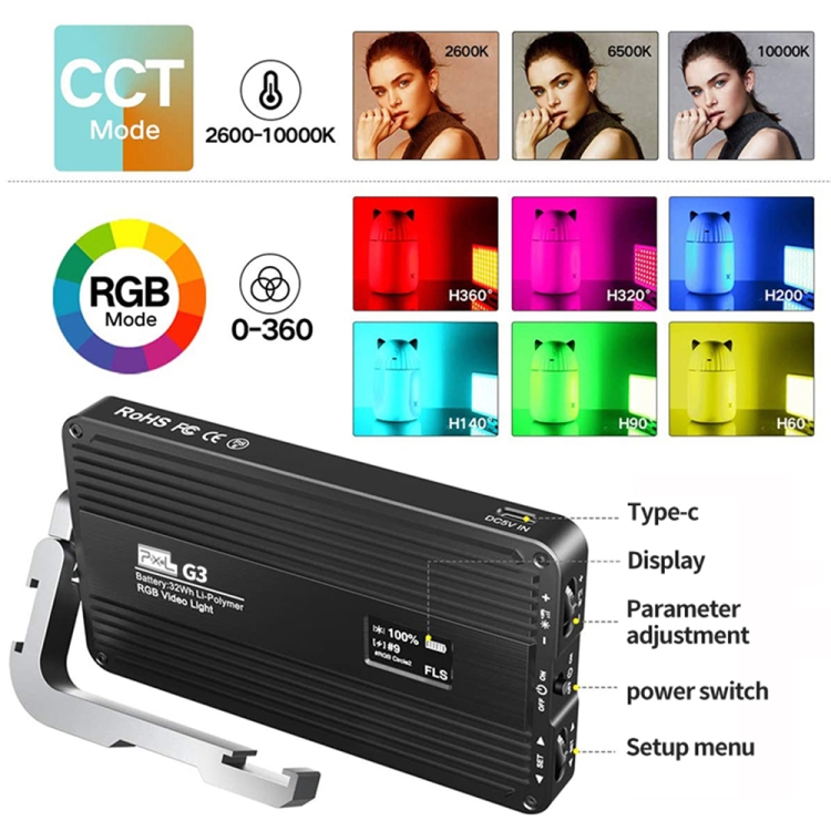 مصباح إضاءة RGB مسطح Pixel G3  - مراجعة Photography Lighting Rgb وسعره