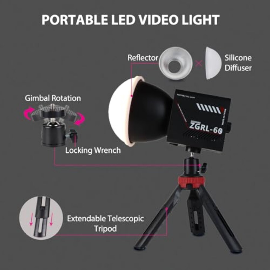ضوء فيديو LED محمول بقوة 60 وا - مراجعة Photography Lighting Handheld وسعره