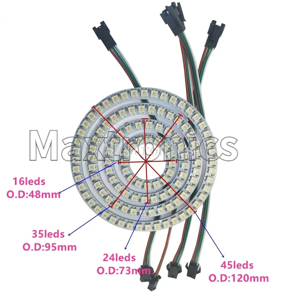 حلقة إضاءة LED من نوع WS2812B  - مراجعة Led Ring Light 18 وسعره