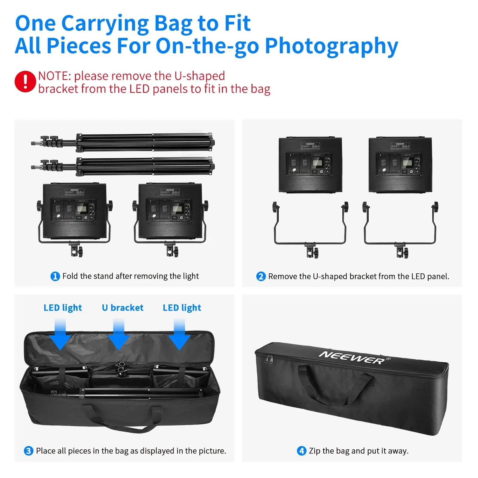 نيوير - طقم إضاءة فيديو LED 66 - مراجعة Photography Lighting Kit Neewer وسعره